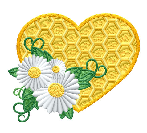 Bees Heart Free Embroidery Design