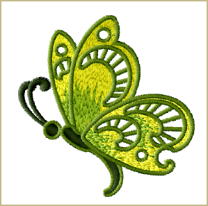 Lime Butterfly Machine Embroidery Design