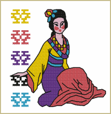 Chinese Girl - Machine Cross Stitch Design