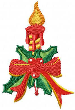 Christmas Candle Free machine Embroidery Design