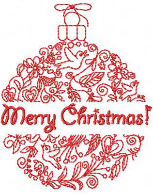 Christmas Greeting Ornament 1 Free machine Embroidery Design