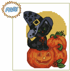 Halloween Kitty - Machine Cross Stitch Design