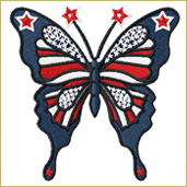Patriotic Butterfly Embroidery Design