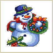 Snowman with Wreath Embroidery Design