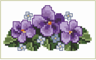 Machine Cross Stitch Violets