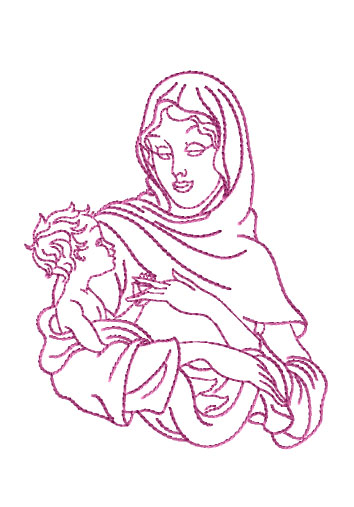 Virgin Mary Holding Baby Jesus Embroidery Designs